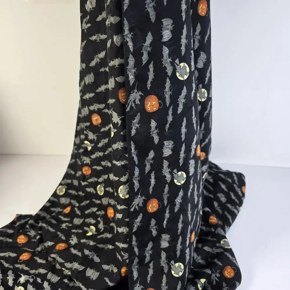 Vintage 1995 Nicole Miller Halloween Silk Scarf Bats Pumpkins Novelty 90s 42x42